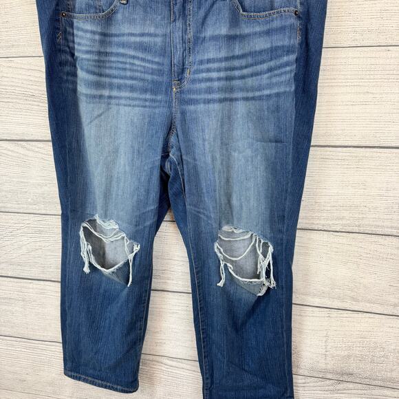 Torrid Plus Size Mid-Rise Stretch Rigid Boyfriend Distressed Jeans Size 26 Short - Picture 2 of 7